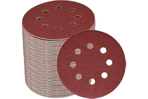 100 Pieces 5 Inch 8 Holes Sandpaper Set, VIBRATITE 80 Grits Dustless Hook and Loop Sanding Disc for Random Orbital Sander Pap
