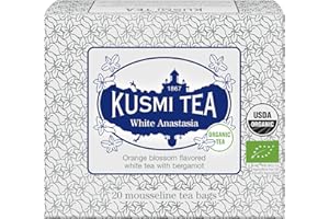 Kusmi Tea - White Anastasia - Organic Blend of White Tea with Bergamot - Enjoy Hot or Iced - Smooth, Flavourful Tea - 20 Tea Bags