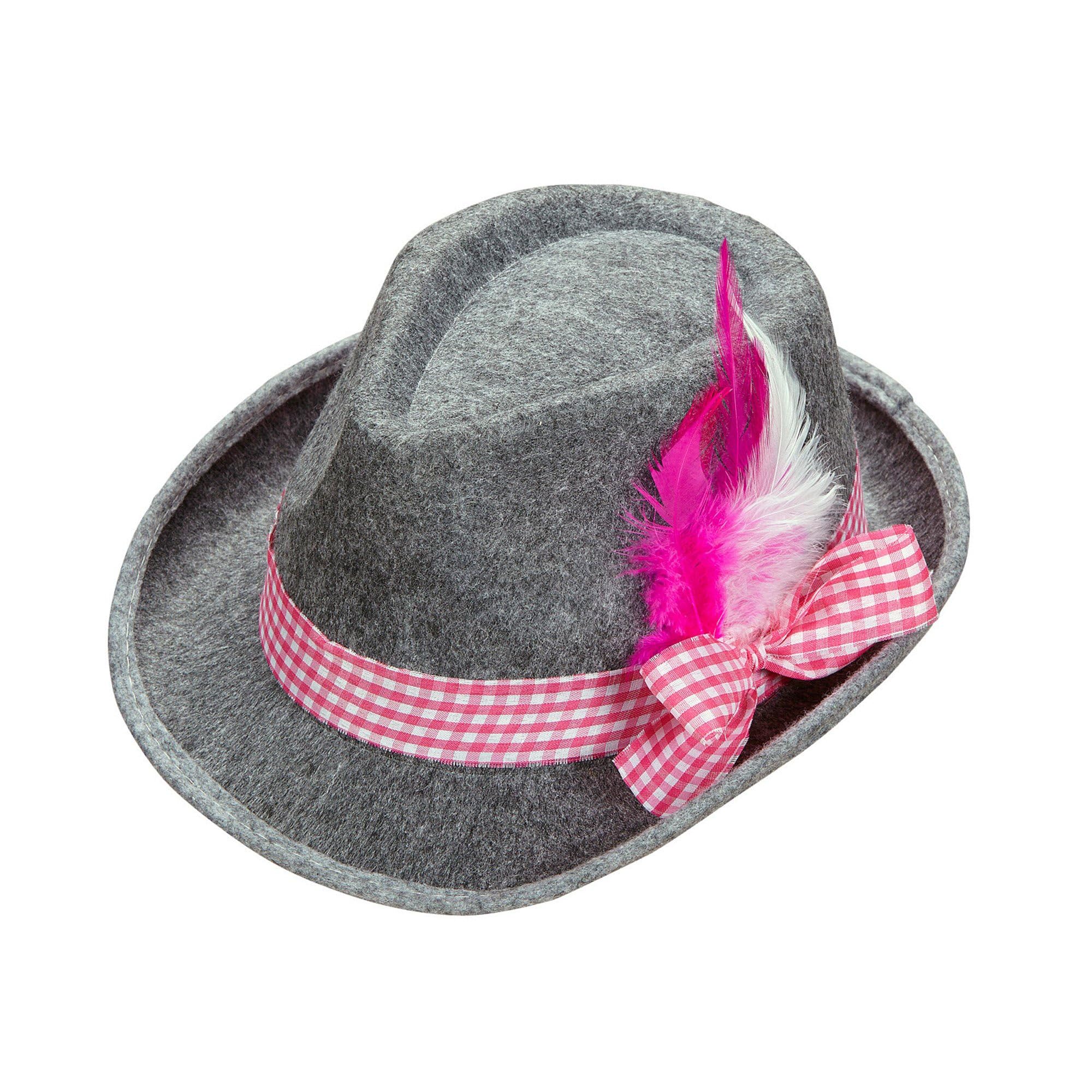 Widmann Bavarian Hat with Feathers Grey - Pink