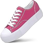Women's Platform Sneakers Canvas Low Top, 4cm Height Increasing Chunky Shoes for Girls, Classic Casual Walking Footwear