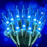 Hopolon Blue Christmas Mini Lights, 2 Pack 50 Count Green Wire | Incandescent mini fairy string lights plug in, waterproof for indoor outdoor Halloween, holiday, home, Xmas tree, patio decor