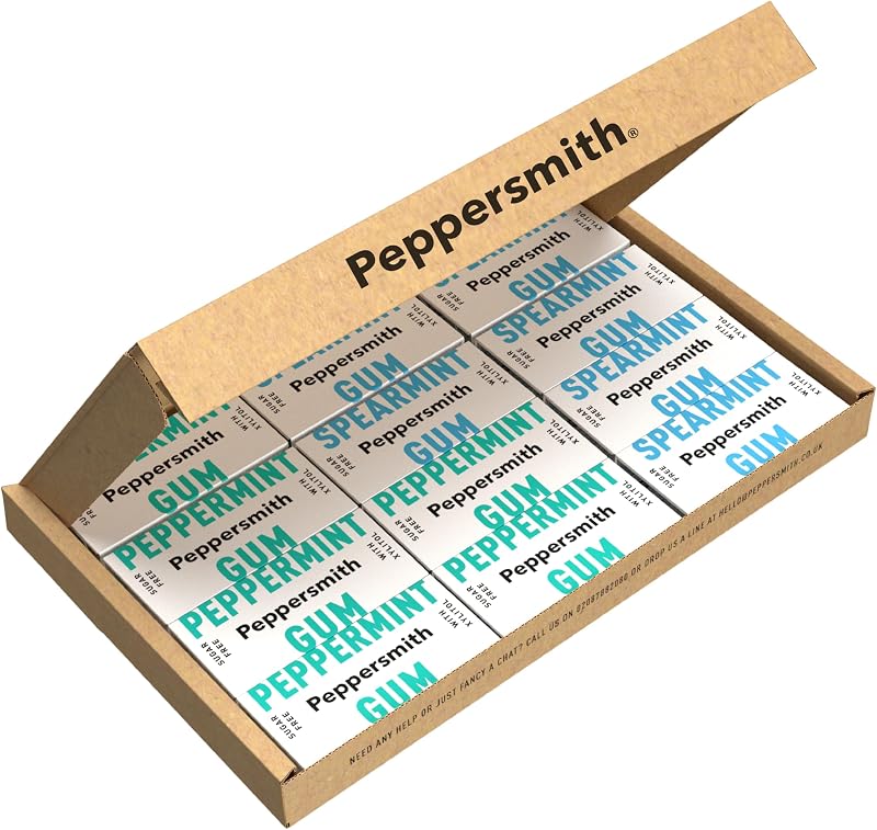 Peppersmith Spearmint Peppermint Gum Mix Pack 12 x 15g Xylitol Sugar Free