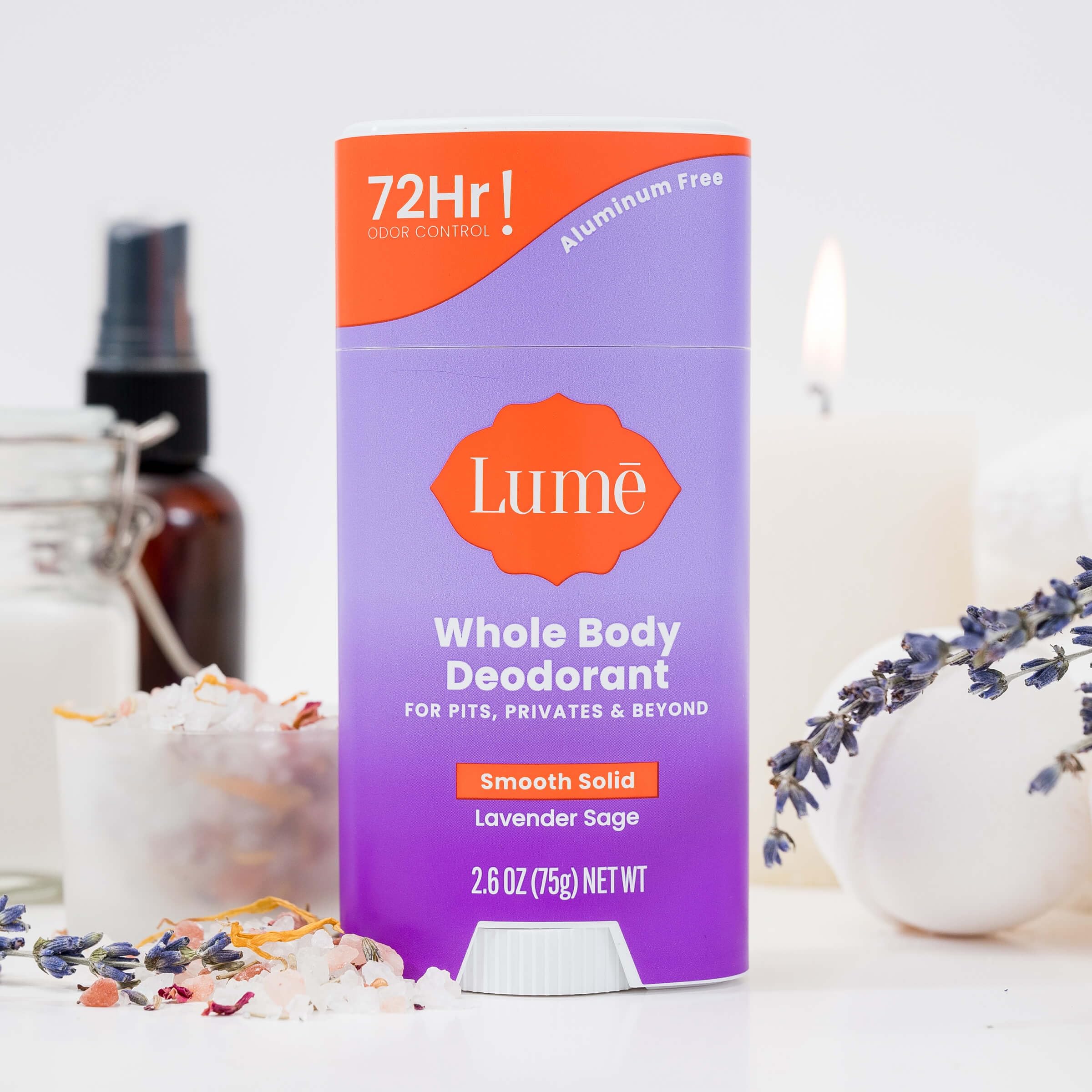 Lume Whole Body Deodorant And Soap - 2.6 Ounce Smooth Solid Stick With 72 Hour Odor Control and 5 Ounce Triple Milled Soap - Aluminum Free, Baking Soda Free and Skin Loving (Lavender Sage)