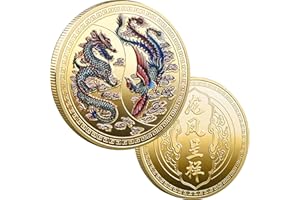 YKSHOP Colorful Chinese Loong and Phoenix Lucky Coin for Scratching Lottery Tickets, Brings You Good Fortune and Prosperity