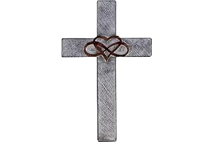 DELEON COLLECTIONS Infinity Heart Wall Cross - Rustic Stone Look Decorative Spiritual Art Sculpture