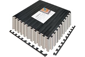 Welebar Interlocking Wood Grain Mats, 24×24×1/2 Inch EVA Foam Mats for Exercise, Gym Equipment, Protective Foam Puzzle Tiles 