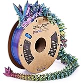 Comgrow Tri-Colors Silk PLA 3D Printer Filament, Rainbow PLA Filament 1.75mm, Dimensional Accuracy +/- 0.02 mm, 1KG Spool, Coextrusion 3D Filament with Shiny Silk Red-Blue-Yellow