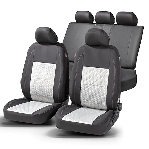 Walser Premium car seat covers Avignon with zip-system, ZIPP-IT protective cover complet set for front seats & back seat black/silver 11872