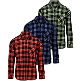Andrew Scott Men's Button Down Regular Fit Long Sleeve Plaid Flannel Casual Shirts - Multi Packs