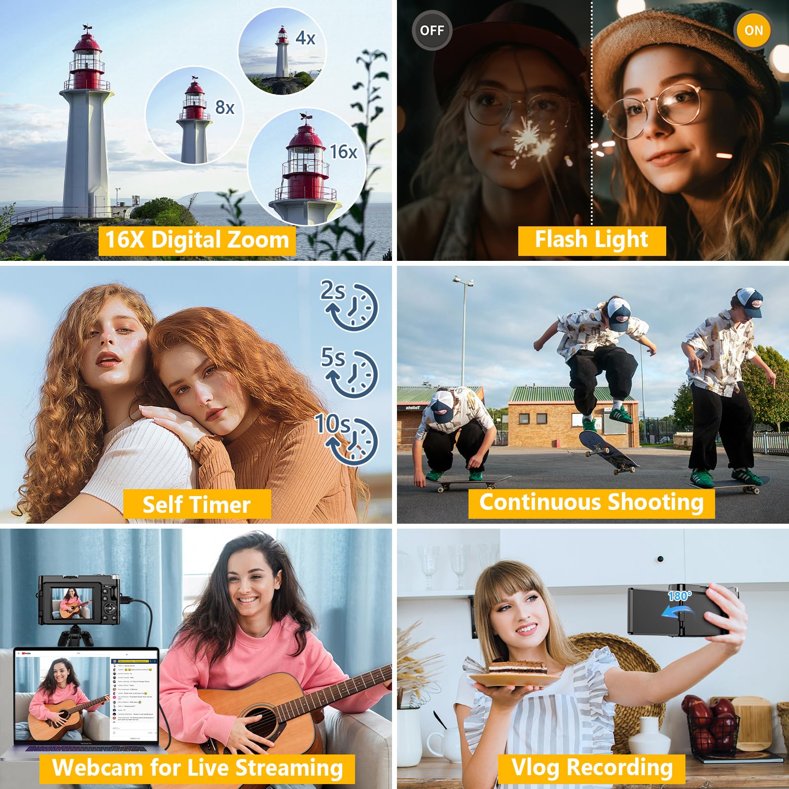 4K Digital Camera for Photography Autofocus, Upgraded 64MP WiFi Vlogging Camera for YouTube with 3