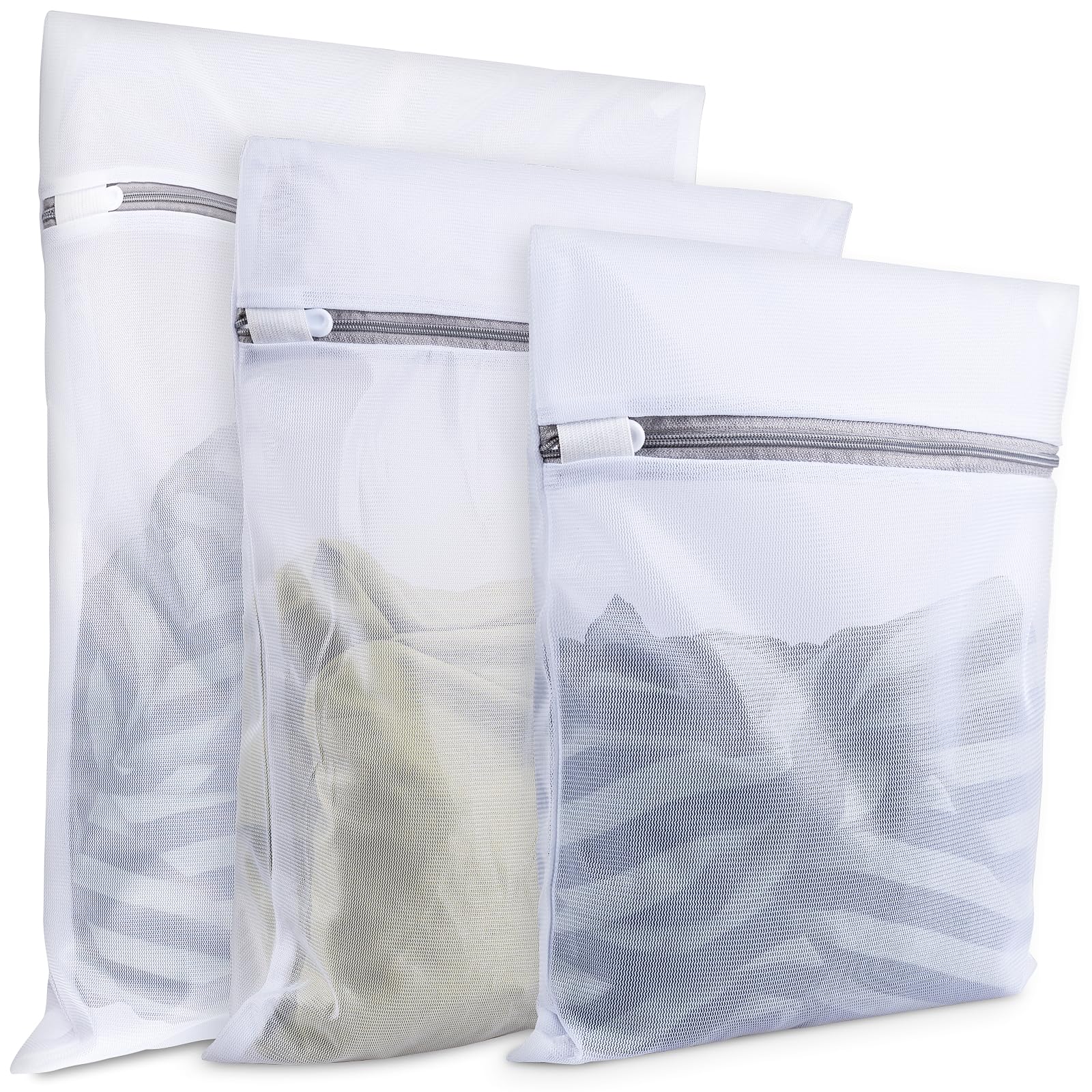 Photo 1 of Mesh Laundry Bags for Delicates, 3 Pack Laundry Bags Mesh Wash Bags in 3 Sizes(1 Large, 1 Medium, 1 Small), Durable and Gentle Lingerie Bags for Washing Delicates, Garment Bag for Washing Machine