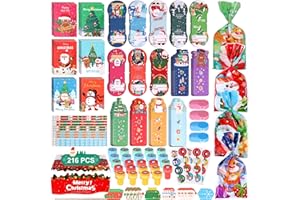 boveeny 216PCS Christmas School Stationery Set, Bulk Christmas Goodie Bag Stuffers,Adult Christmas Classroom Reward Gift Students Exchange Classroom Games Prizes Adult