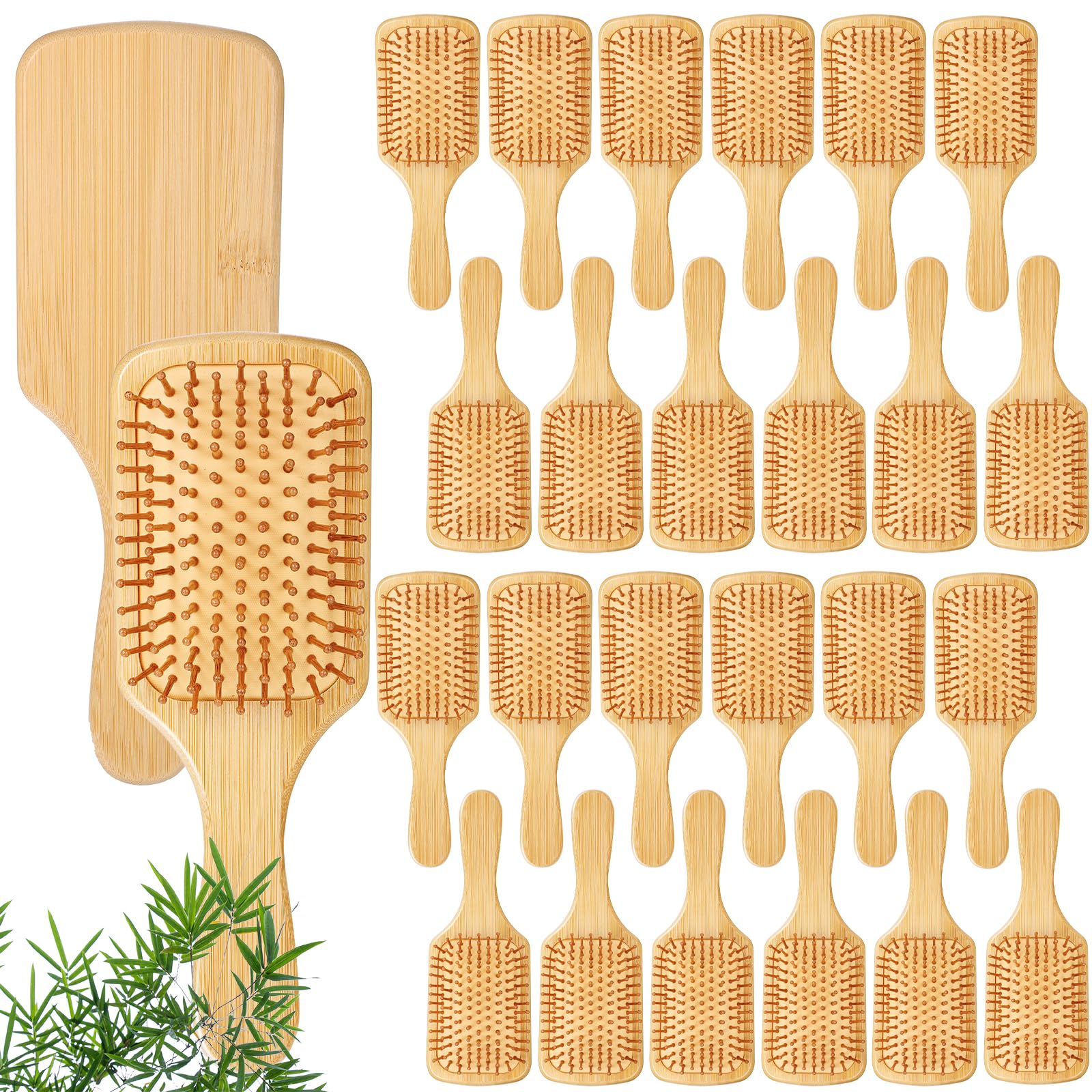 Photo 1 of 10 Pcs Bamboo Hair Brush, Bulk Round-tipped Bamboo Bristles Detangling Brush Paddle Lightweight Massage Anti Static for Women Men and Children, Stimulates Scalp for Hair Growth (Large, Count, 10)