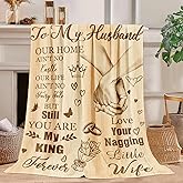 Anniversary for Husband from Wife - Romantic Healing Thoughts Blanket for Men, Perfect Husband Birthday Gift Ideas(Father's Day, Valentine's, Christmas, Wedding Gift Idea) 60"x50"