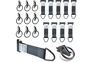 MorScan 10 Pack E-Track O-Rings & 10 Pack 2"x6" Rope Tie-Off Tie Down Anchors, Black 2" Diameter O/D Rings - 1,500 lb Working Load Limit, Secure Cargo in Trucks, Enclosed Trailers, Flatbeds, Vans