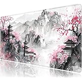 Japanese Cherry Blossom Large Mouse Pad,Gaming Keyboard Desk Pad,Extended Mouse Mat Non-Slip Rubber Base with Stitched Edges for Office Game Home XXL 35.4"x15.7"