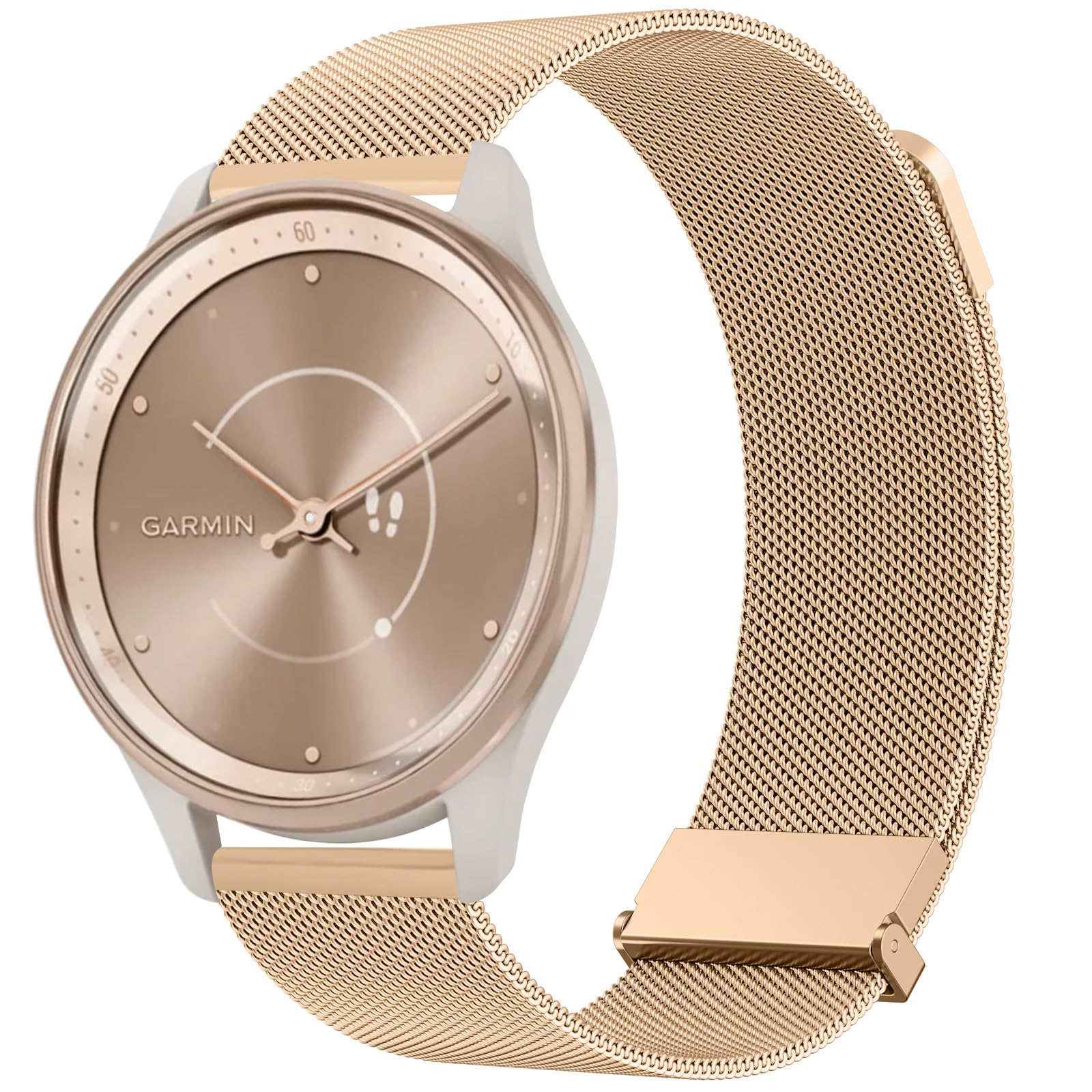 Metal Strap for Garmin Vivoactive 5/3, Vivomove Series - 20mm Stainless Steel Bracelet Band with Enhanced Magnet for Luxe/Sport/Trend Models