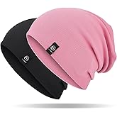 YANIKY Slouchy Beanie for Women, Mens Soft Cotton Beanie Hat, Double Layer Windproof Skull Cap for All Seasons