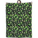 Turamurra Green Alien Throw Blanket Gifts for Adults Kids, Galaxy Blankets for Living Room Bedroom Decor, Fuzzy Warm Flannel Plush 50"x60"