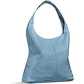 Italian Calf Leather Unlined Hobo Bag for Women with Zipper | Large Slouchy Shoulder Handbag Tote Bucket Purse Pocketbook