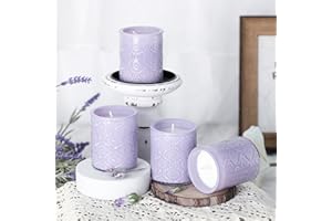 LETINE 12oz Lavender Aromatherapy Candle Gift Set - 4 Pack Soy Wax Candles with 24H Burn Time, All Natural Scented Candles for Relaxation, Bath Yoga Spa, Birthday Valentine's Gifts for Women