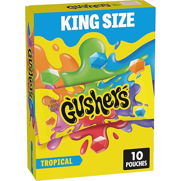 GUSHERS FRUIT FLAVORED SNACKS, KING SIZE POUCHES, TROPICAL...