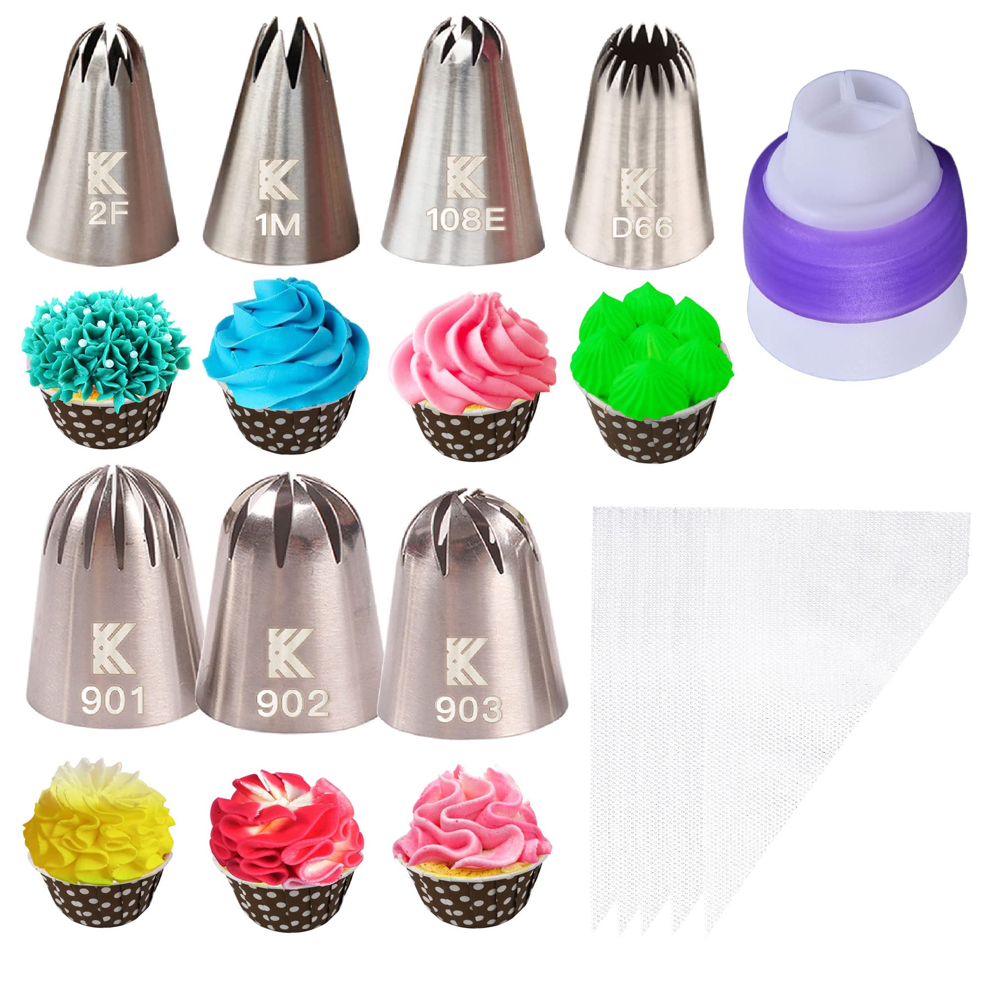 Large Open Star Piping Nozzle for Cupcake Swirls | 1M Style Icing Tip (Stainless Steel) for Cake Decorating, Rosettes & Star Designs | Professional Baking & Frosting Supplies