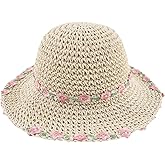 Lcaiualu Baby Girl Sun Hat for Toddler Straw Hats Kids Bucket Hat with Bow Flower Baby Sun Cap for Girls Beach Summer Outdoor