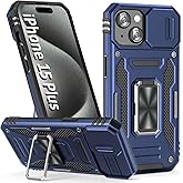SEFING Case for iPhone 15 Plus Phone Case with Camera Lens Cover, with Ring Holder Kickstand, fit Magnetic Car Mount, for iPhone 15 Plus (Navy Blue)