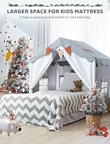 besrey 2-in-1 Kids Play House Tent Indoor with Lights Grey view 4