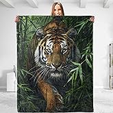 dhakalrlde Tiger Throw Blanket for Men & Women - Soft Plush Flannel, Comfy and Lightweight, Warm and Fuzzy, Perfect for Couch, Bedroom, Travel, Bed, Living Room, and Outdoor 50in×60in
