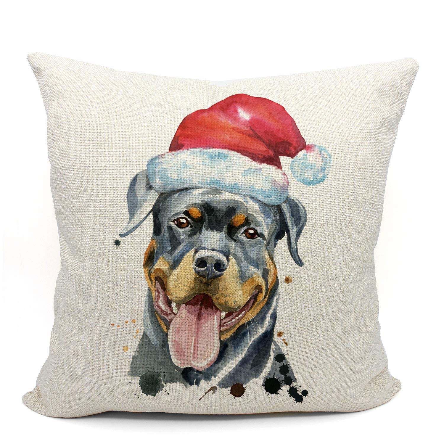 Photo 1 of ++6 PCS++Christmas Rottweiler Throw Pillow Covers, Dog Lover Gifts, Funny Rottweiler Dog Throw Pillow Cover, Christmas Dog Gifts, 18 x 18 Inch Rottweiler Decorative Linen Cushion Cover for Sofa Couch Bed