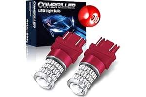 Combriller 3157 LED Bulb Red, 3056 3156 3057 4157 Led Bulb With Projector Replacement For Brake Light Bulb Stop Light Tail Light Bulb Turn Signal Blinker Lights, Pack Of 2