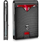 Zitahli Slim Wallet for Men with Money Clip, Minimalist Front Pocket RFID Blocking Leather Wallets Bifold Credit Card Holder, 11 Card Slots and ID Window with Gift Box