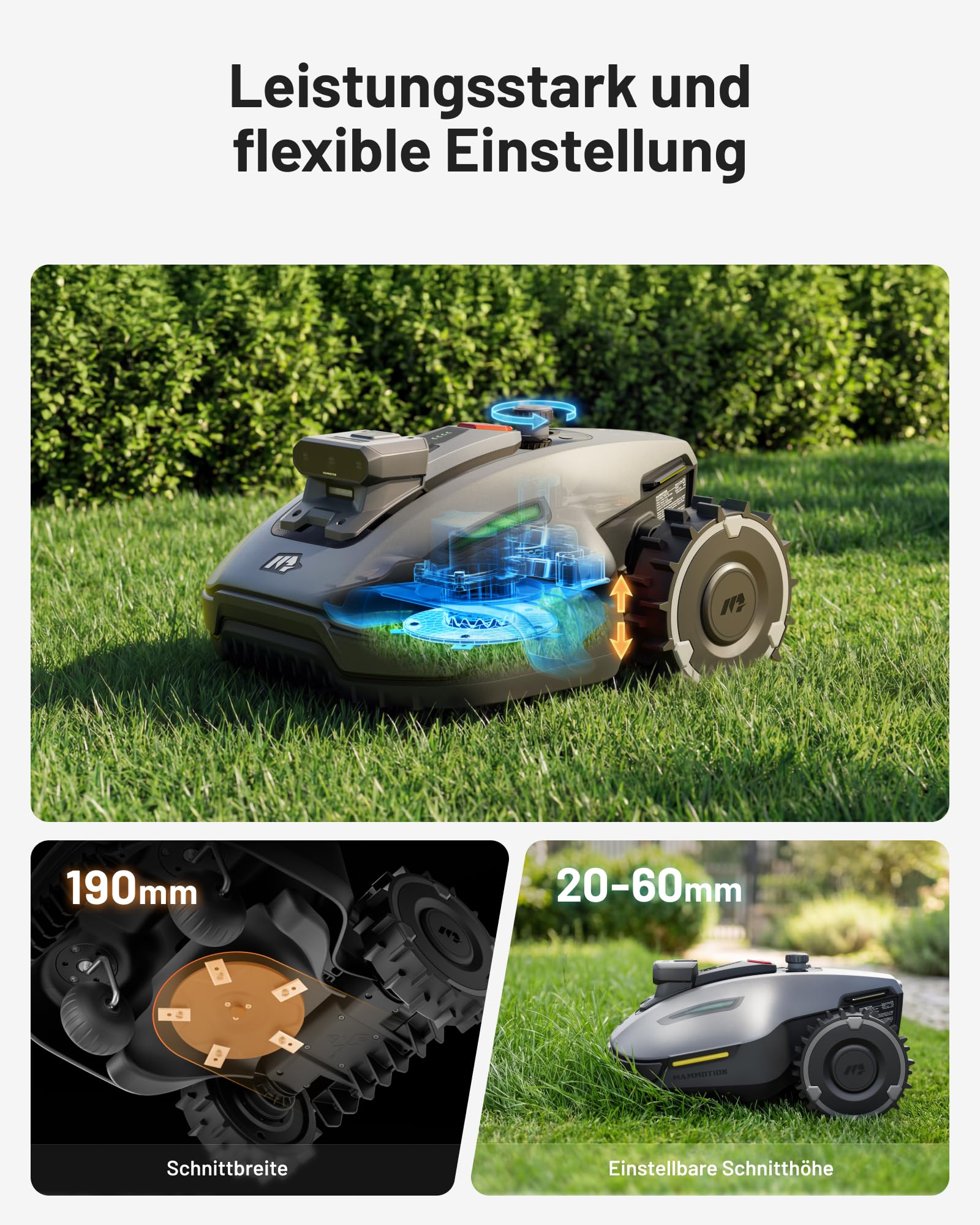 MAMMOTION YUKA mini 2 500 Mähroboter ohne Begrenzungskabel, Garten bis 500m², Kein RTK, Kein Signalabbruch, KI TrueVision-Navigation, Auto-Mehrzonen-Kartierung, DropMow, 45% Steigung, 4,5Ah-Akku 8