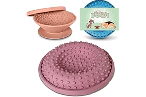 WHISKERS & WAGS Lick-a-Bowl for Dogs and Cats, Cat Slow Feeder, Dog Lick Bowl with Lid, 3 Shape, Silicone Pet Licking Mat, XL Suction Cup for Spill Prevention - Dusty Rose
