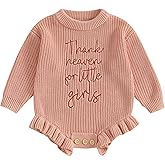 Aiwpstoin Infant Baby Girl Sweater Romper Embroidery Long Sleeve Ruffle Chunky Knit Sweatshirt Rompers Fall Winter Clothes