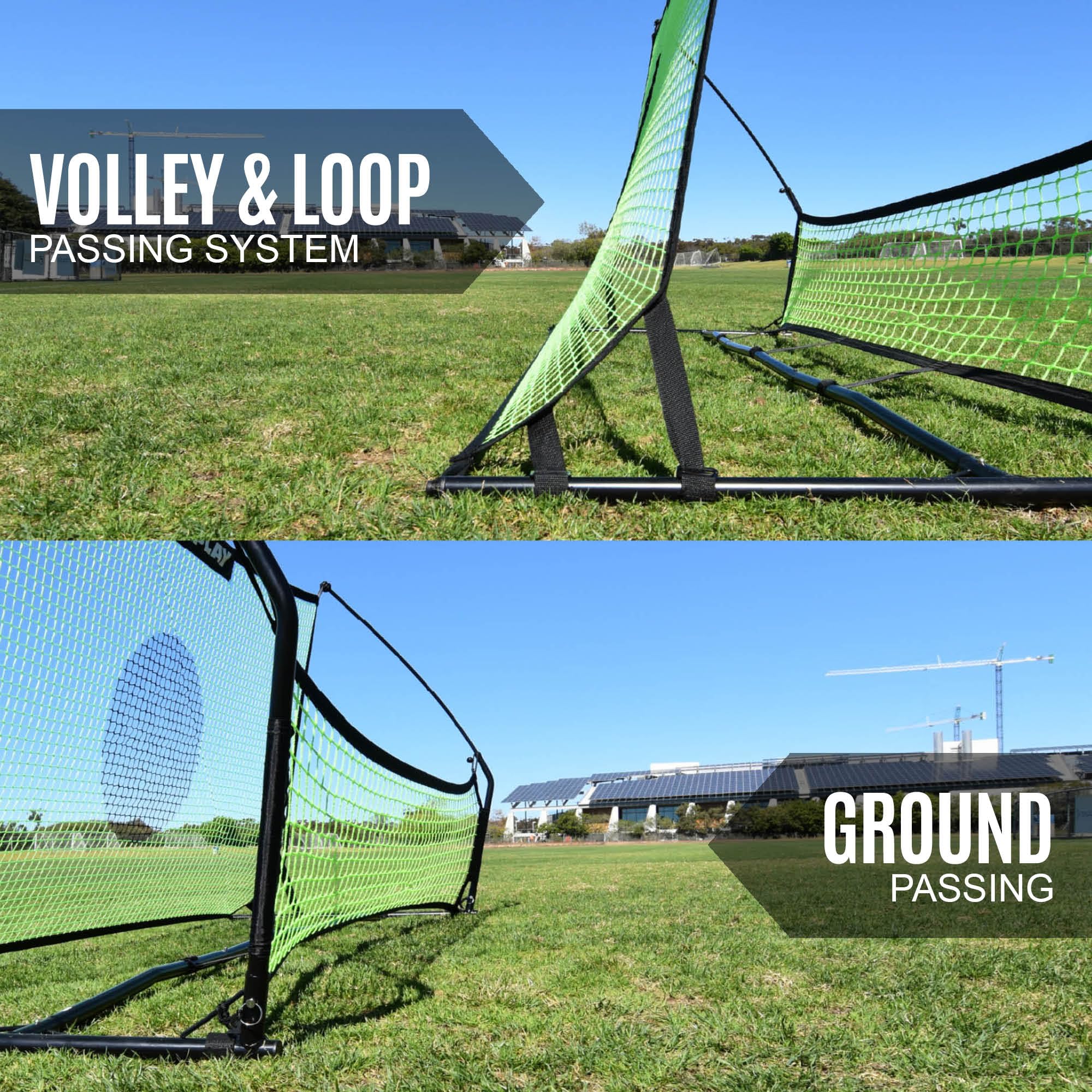 QUICKPLAY TEKKERS Rebounder Für Fußball Professioneller Fußball Rebounder - Tragbare Trainingswand 200x120 cm - 2 in 1 Netz System für Passspiel & Techniktraining 7