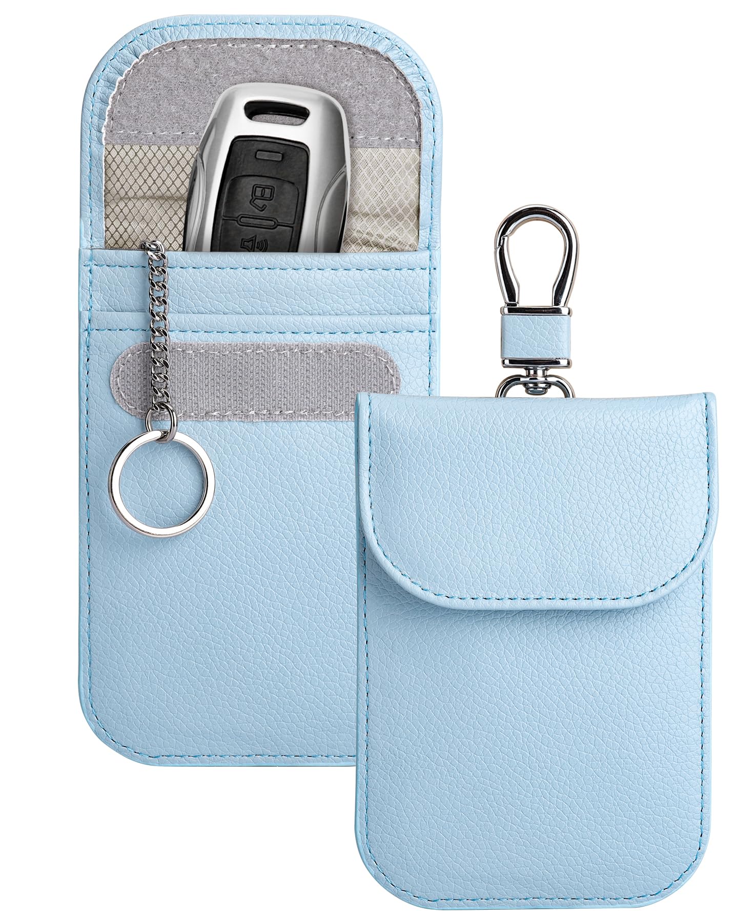 Teskyer 2 Pack Faraday Pouch for Car Keys, Keyless Car Key Signal Blocker, Glacier Blue