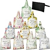 Sunnymove 10 Pcs Valentine Christian Reusable Grocery Bags Bulk Storage Pouch Shopping Bag Foldable Machine Washable Tote Zipper Pouch Print Bible Verse for Women Holiday Religious Mother Day Gift Bag