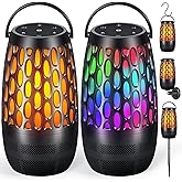 Outdoor Speakers with Flame & RGB Lights, 10W HD Stereo, Bluetooth 5.3 Auto-Pairing, Multi-Sync 100+ Speakers, IPX6 Waterproof, Perfect for Patio, Pool, Party | Gifts for Men & Women (2Pack)