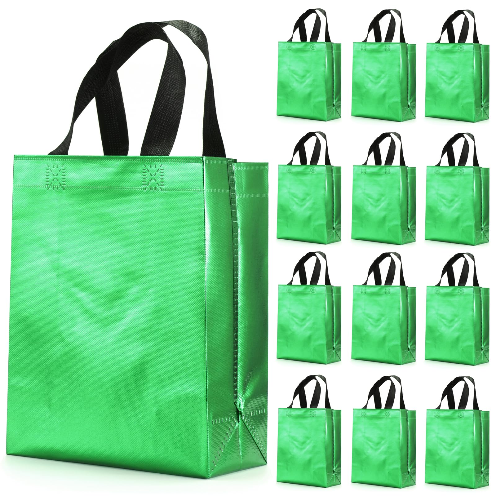 Photo 1 of 12 Pcs Non-woven Reusable Gift Bags With Handles for Party Favor 8W x 4L x10H Size