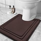 Grandaily Memory Foam Toilet Rugs U-Shaped 24x20, Ultra Soft, Non-Slip and Absorbent Bathroom Rugs, Machine Wash Dry, Comfortable Contour Bath Mat for Toilet Base, Brown