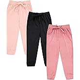 BTween Girls 3 Pack Velour Jogger Pant Set Solid, Tie Dye or Camo Sweatpants for Girls