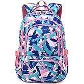 BLUEFAIRY Kids Backpack for Girls School Backpack for Elementary Primary School Book Bags Bookbags Back to School Gifts for Childs Mochila Para Niñas 17 Inch Aged 8-10 Camo Pink