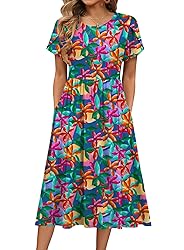 HOTOUCH Womens Short Sleeve Dresses Summer Floral