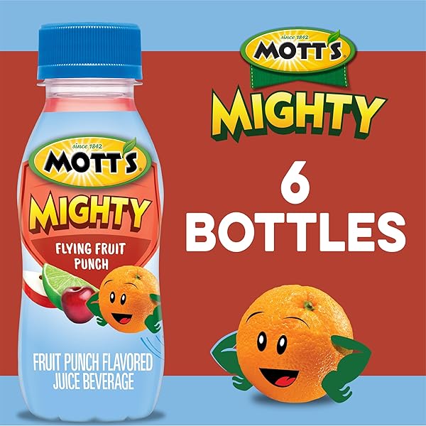 MOTT’S MIGHTY FLYING FRUIT PUNCH JUICE DRINK, 8 FL OZ BOTTLES, 6 PACK
