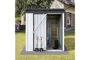 SPOWAY 5 x 3 FT Outdoor Storage Shed, Metal Storage Shed with Swinging Double Lockable Doors, Waterproof Outdoor Galvanized Steel Garden Shed for Backyard, Patio Lawn and Outside Use, White