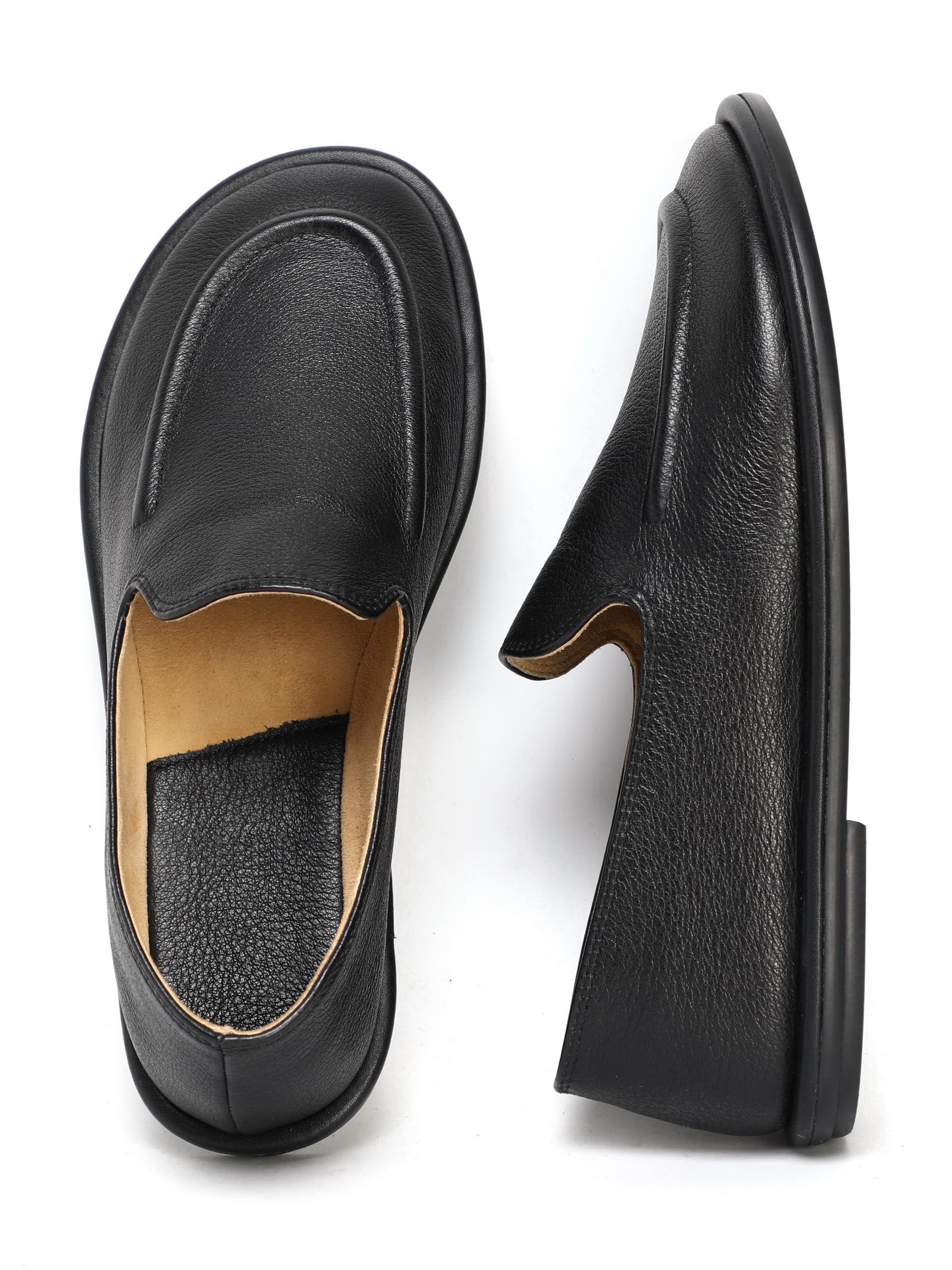 Photo 1 of SPSUWAEK Penny Loafers for Women All Black Leather Comfort Ballet Flats Casual Moccasins Lightweight Wide Walking Slip-On Shoes (Black, Adult, Women, 8, Numeric, US Footwear Size System, Medium)