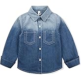Boys Denim Button Down Shirt Long Sleeve Casual Western Cowboy Chambray Shirts Spring Fall Jean Tops with Pockets
